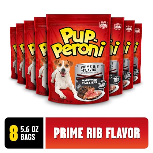 Pup-Peroni Dog Treats, Prime Rib Flavor, 5.6 Ounce (Pack of 8), Made with Real Steak