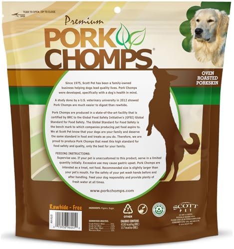Pork Chomps Roasted Pork Skin Dog Chews, 6-inch Twists, 15 Count