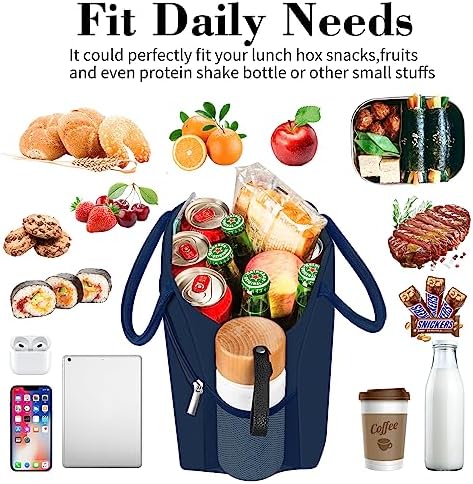 Coobiiya Lunch Bag for Men and Women - Navy Blue, Aluminum, 10.8" x 6.3" x 8.85" - Spacious, Lightweight, and Durable