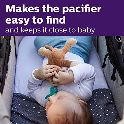 Philips AVENT Soothie Snuggle Pacifier Holder with Detachable Pacifier, 0m+, Monkey, SCF347/02