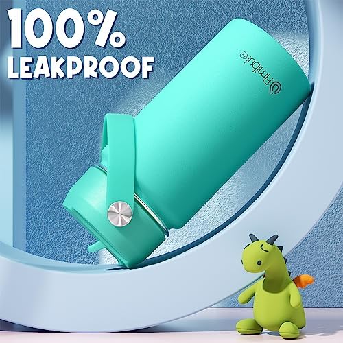 Fimibuke Kids Insulated Water Bottle - 14oz BPA-FREE 18/8 Stainless Steel Travel Tumbler Leak Proof Double Wall Vacuum Kid Cup with Straw Metal Water Bottle for School Boys Girls(2 Pack, Candy/Bubble)