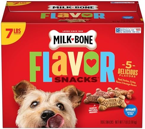 Milk-Bone Flavor Snacks Small Dog Biscuits, Flavored Crunchy Dog Treats, 7 Pound Box