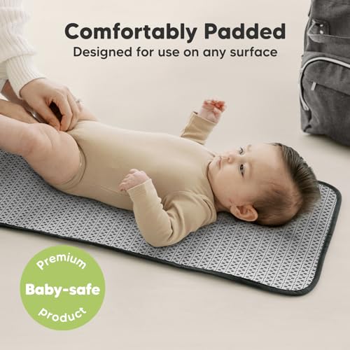 KeaBabies Portable Diaper Changing Pad, Easy Wipe Clean - Foldable Waterproof Baby Changing Mat for Diaper Bag, Compact, Lightweight, Baby Changer Travel Essential, Machine Washable (Black Geo)