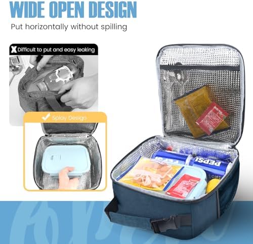 Lunch Bag for Men/Women, Reusable Lunchbox for Adult, Small Insulated Lunch box, Lunch Tote Bag for Office, Work, Picnic - Blue