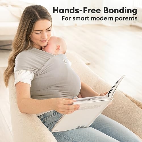 KeaBabies Baby Wrap Carrier - All in 1 Original Baby Carrier Newborn to Toddler Sling, Easy to Wear, Hands Free Bonding, Lightweight, Breathable Infant Wraps (Stone Gray)