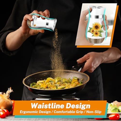 Sunflower Salt and Pepper Shakers Set - 4oz Farmhouse Cute Kitchen Decor and Accessories Sunflower Gifts for Salt Shakers Glass Cooking Table,Housewarming,Thanksgiving,Christmas