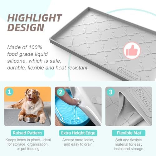 SIKADEER 34" x 22" Under Sink Mat Waterproof, Silicone Mat Kitchen Drawer Shelf and Cabinet Liner, Sink Protector for Kitchen Organizers and Storage, Boot Tray Pet Food Mats