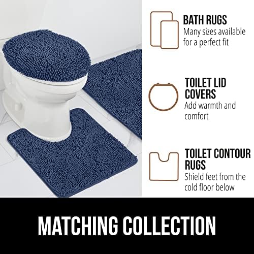 GORILLA GRIP Bath Rug Mat, Thick Soft Absorbent Chenille, Quick Dry Microfiber Mats, Rubber Backing Washable Shower Floor Rugs, Bathmat Runner, US Designed Bathroom Home Decor Accessories 24x17, Navy