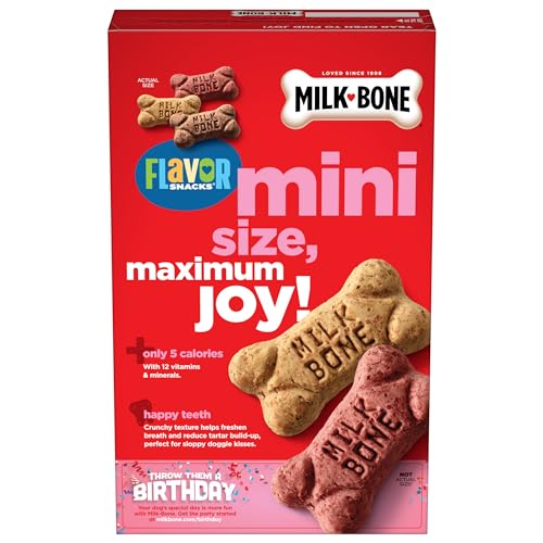 Milk-Bone Mini's Flavor Snacks Dog Treats, 15 Ounce (Pack of 6) Crunchy Texture Helps Reduce Tartar