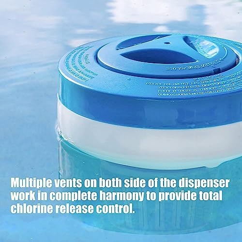 Floating Chlorine Dispenser, Pool Spa Chlorine/Bromine Floater,7" Large Capacity Floating Chlorinator & Bromine Holder Fits 3 Inch Chemical Tablets(Collapsible)