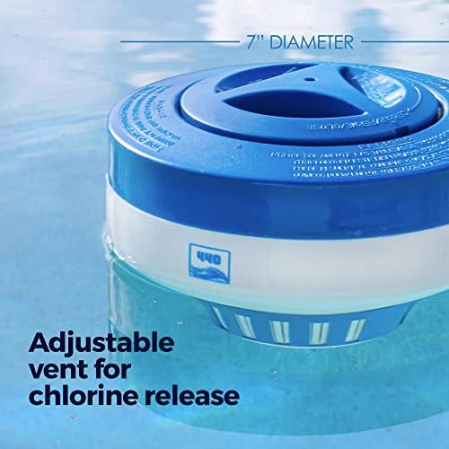 440 Pool Chlorine Floater Dispenser, Fits Up to 5 Pieces of 3-Inch Chlorine Tabs, Adjustable Flow, Control, Heavy-Duty Plastic - Suitable for Small & Large Pools - 9.6 Ounces