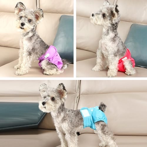 wegreeco Washable Reusable Premium Female Dog Diapers, Medium Large Small Dog Doggie Puppy & Doggy Diapers Female,Period Panties in Heat (Pack of 3, Large)