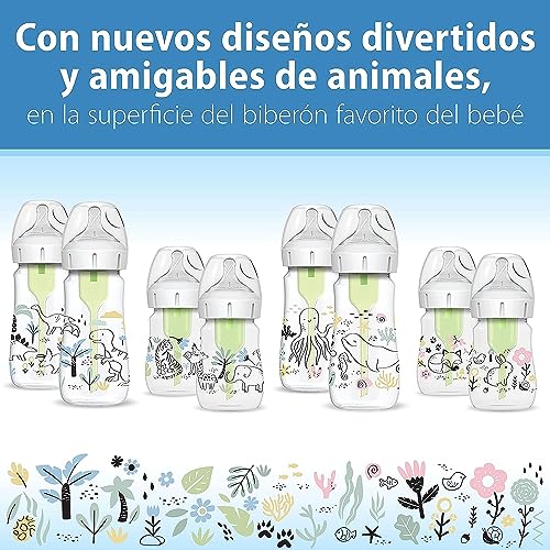 Dr. Brown’s Natural Flow Anti-Colic Options+ Wide-Neck Baby Bottle Designer Edition Bottles, Woodland Decos, 5 oz/150 mL, Level 1 Nipple, 2-Pack, 0m+