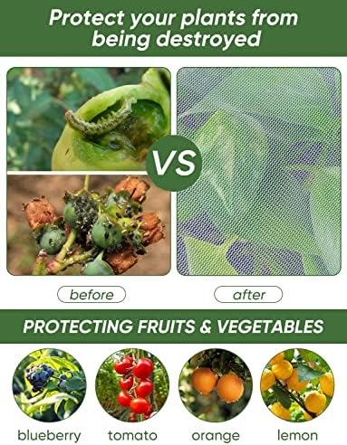 Bird Netting for Garden Protection - 4 Pack Garden Netting Pest Barrier with Drawstring,Mosquito Net Tomato Protective Cover Garden Plant Netting for Blueberry Bushes (4.9 Ft x 4 Ft/4 Pack)