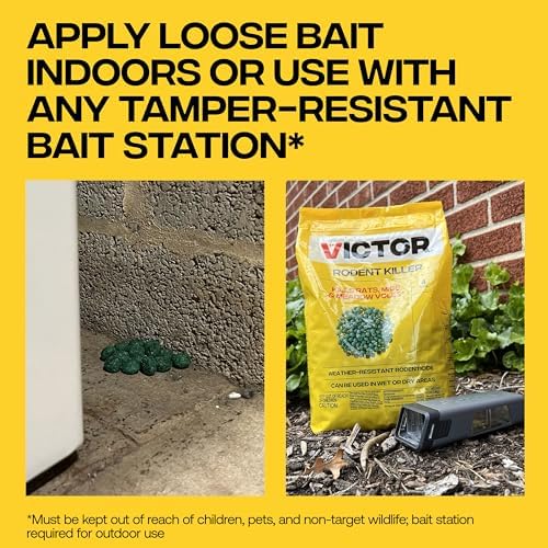 Victor Rat Poisoning for Inside & Outdoor Use - Kills Rats, Mice, Meadow Voles | Mouse Poisoning for Indoor & Outside Areas, Ready-to-Use, Yellow, M925, 4 lbs