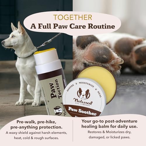 Natural Dog Company Paw Soother Balm & Wax for Dogs, Moisturizing Relief for Dry, Cracked Paws, Lick-Safe, Repairs & Heals, Protects Against Extreme Weather, Coconut Oil & Vitamin E, 2 oz Stick