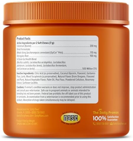 Zesty Paws Dog Allergy Relief- Dog Itching Skin Relief- Dog Probiotics for Itchy Skin and Itchy Ears- Dog Allergy Paw Relief- Dog Allergy Chews- Dog Itch Relief - Dog Skin Allergy Relief - Lamb - 90ct