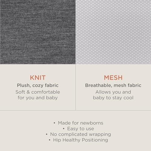 Ergobaby Embrace Baby Carrier Newborn to Toddler - Breathable Baby Carriers for Summer - Cozy Essentials (7-25 Pounds), Ponte Knit, Cream