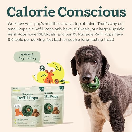 WOOF Pupsicle Chicken Refill Pops, Delicious Long Lasting Dog Treats, Wholesome Ingedients, Pre-Made Large Pupsicle Refills Pops- for Dogs 25-75 lbs - 7 Count