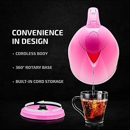 OVENTE Electric Kettle, 1.7L Fast Boiling Water Heater for Coffee or Tea, BPA Free with Water Level Gauge, Auto Shut-Off, Boil-Dry Protection, Indicator Light and Removable Filter, Pink KP72P