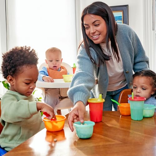 The First Years Take & Toss Spill Proof Sippy Cups - Rainbow Party Pack - Reusable Toddler Cups - Kids Cups and Snap On Lids for Ages 9 Months and Up - 20 Count