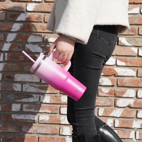 30 oz Tumbler with Handle and 2 Straws,2 in 1 Lid Insulated Water Bottle Stainless Steel Travel Coffee Mug,Mint
