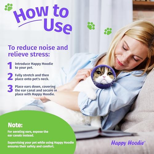 Happy Hoodie The Original Dog & Cat Calming Band - American Brand - Anxiety Relief/Noise Protection - Grooming - Thunder - Fireworks (Large, Black) - Since 2008