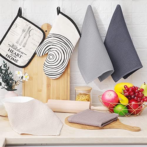 Homaxy 100% Cotton Waffle Weave Kitchen Dish Cloths, Ultra Soft Absorbent Quick Drying Dish Towels, 12 x 12 Inches, 6-Pack, Mixed Color