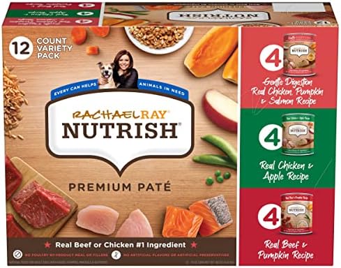Rachael Ray Nutrish Wet Dog Food Variety Pack Premium Paté, 13 oz. Cans, 12 Count