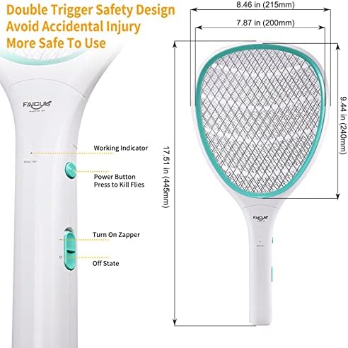 Faicuk Handheld Bug Zapper Racket Electric Fly Swatter
