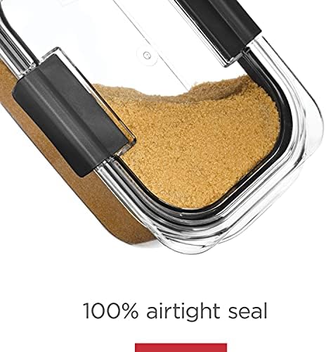 Rubbermaid Brilliance 16-Cup Airtight Food Storage Container with Lid Clear/Grey - optimal for pantry organization flour sugar and food storage