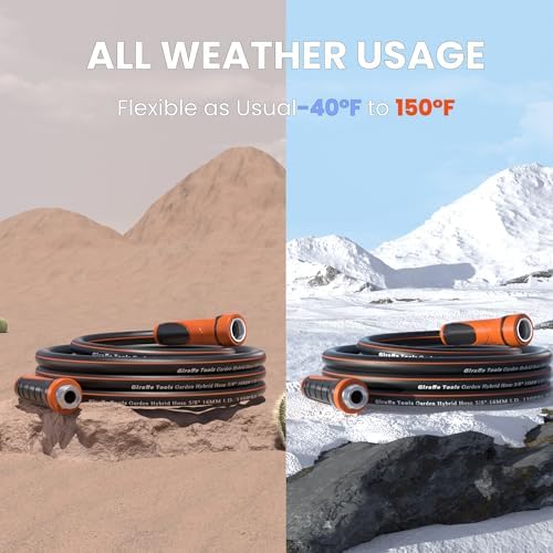 Giraffe Tools Garden Hose 50ft x 5/8", Water Hose Heavy Duty, Flexible, Lightweight Hybrid Hose with Swivel Handle, Male to Female Fittings, Burst 600 PSI