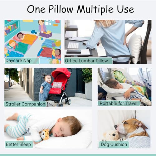ZPECC Toddler Pillow with Pillowcase - 13x18 Organic Cotton Hypoallergenic Kids Pillow, Baby Essentials for Travel Crib Daycare Stroller (Intended for Age 2 and up) Love