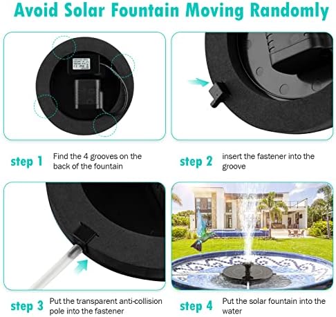 Mademax Solar Bird Bath Fountains Pump, Upgrade 1.4W Solar Fountain with 6 Nozzle, Free Standing Floating Solar Powered Water Fountain Pump for Bird Bath, Garden, Pond, Pool, Outdoor