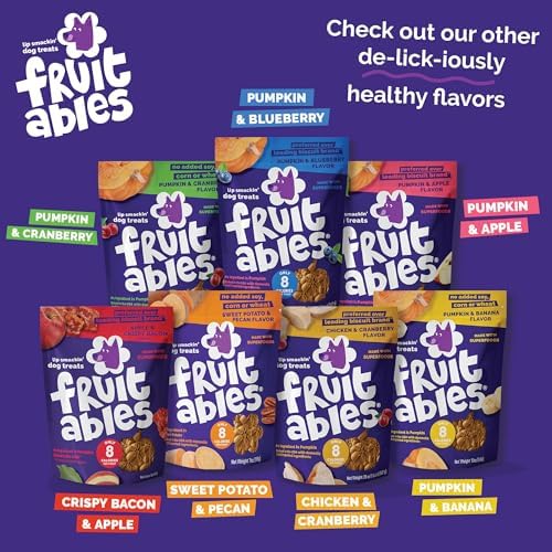 Fruitables Baked Dog Treats, Healthy Pumpkin Treat for Dogs, Low Calorie & Delicious, Free of Wheat, Corn and Soy, Made in The USA, Chicken and Cranberry Flavor, 20 oz