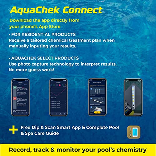 AquaChek Yellow 4-Way Test Strips for Pool & Spa – 50 Count – Lab Verified Accuracy for pH, Chlorine, Alkalinity & Cyanuric Acid – Fast Results – Made in USA - (2-Pack)