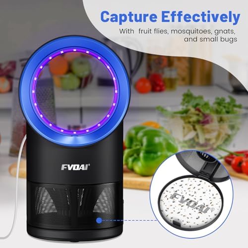 Fly Traps Indoor,Fruit Fly Trap for Indoors Mosquito Trap Indoor Insect Trap with Suction, Time Setting, Bug Light & 10 Pcs Sticky Glue Boards (Blue)