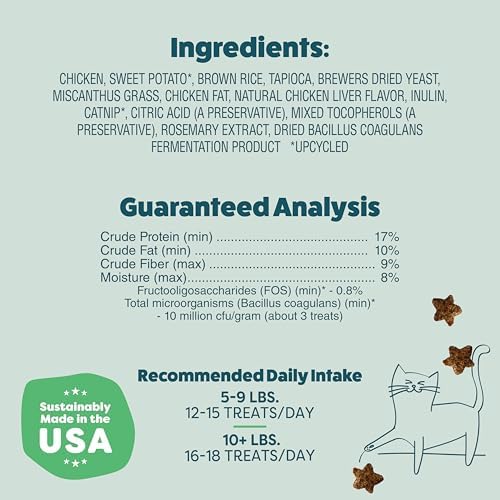Shameless Pets Crunchy Cat Treats - Catnip Treats for Cats with Digestive Support, Kitten Treats with Real Chicken, Natural & Healthy Flavored Feline Snacks - Catnip N Chill, 1-Pk (12 Oz)