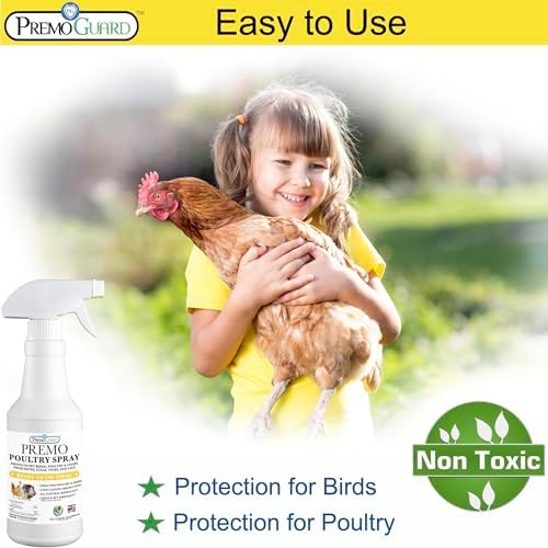 Premo Guard Poultry Spray - 32 oz - Kill Scaly Leg, Mites, Fleas, Lice, & Other Pest on Chickens and in Coops - Natural Plant Based Oils for Control, & Prevention - Family Safe with No Egg Withdrawl