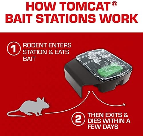 Tomcat Mouse Killer Child and Dog Resistant, Refillable Station for Indoor and Outdoor, 1 Station and 16 Poison Block Refills