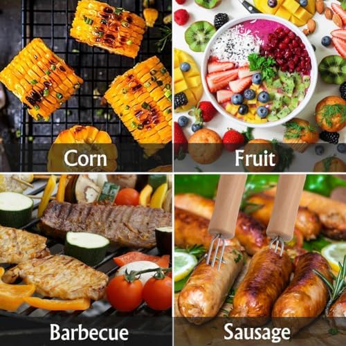 Stainless Steel Corn Holders - 8 Pack with Wooden Handle, Perfect for Grilling, Roasting, and BBQ