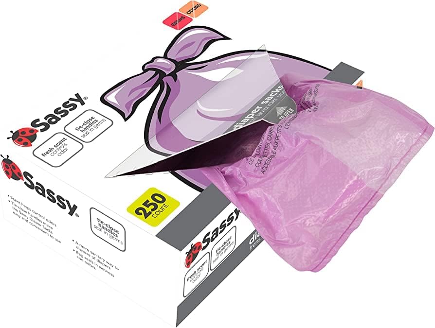 Sassy 250 Count Disposable Diaper Sacks, Lavender Scented, Easy-To-Tie, Diaper Disposal or Pet Waste Bags