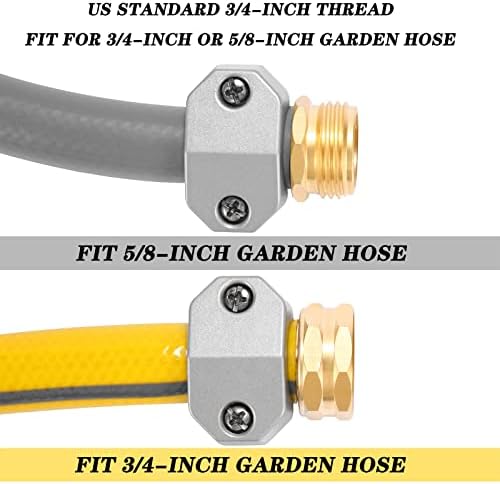 Garden Hose Repair Kits, 3 Sets Aluminum Alloy Water Hose Connector, Fit 3/4" and 5/8" Garden Hose, Male and Female Hose End Repair Fittings Replacement, Hose Mender Kit