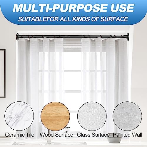 Black Shower Curtain Rod 31 to 80 Inch,1 Inch Diameter Adjustable Spring Tension Stainless Steel Telescoping Rod,Easy Install,No Rust