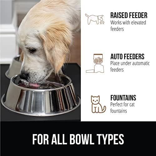 GORILLA GRIP 100% Waterproof Raised Edge BPA Free Silicone Pet Feeding Mat, Dog Cat Food Mats Contain Spills Protects Floors, Placemats for Cats and Dogs Water Bowl, Pets Accessories 18.5x11.5 Black