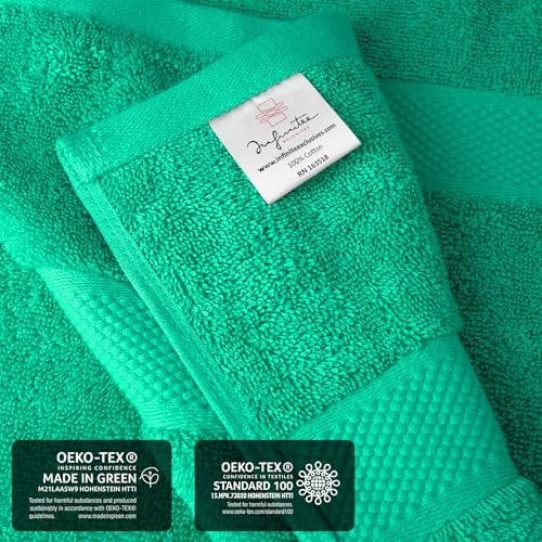 Infinitee Xclusives Premium White Bath Towels for Bathroom Set of 4 (27x54 Inches), 100% Soft Ring-Spun Cotton Bathroom Towels (Vivid Green, Bath Sheet Pack of 2)