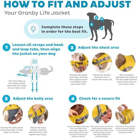Outward Hound Granby Splash Dog Life Jacket, High-Buoyancy Dog Life Vest for Swimming, Boating, and Water Safety, Large, Yellow