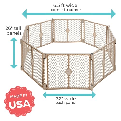 Toddleroo by North States - Superyard Baby Play Yard: Freestanding 8-Panel Baby Playpen - Indoor or Outdoor Use - Made in USA - Encloses Up to 34.4 Square Feet - 26 Inches Tall - Sand