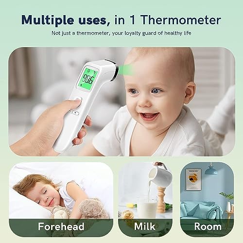Digital Thermometer for Adults and Kids, Forehead No-Touch Thermometer with Fever Alarm, Accurate and Easy-to-use Thermometer for Home use