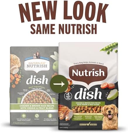 Nutrish Dish Premium Dry Dog Food, Chicken & Brown Rice Recipe with Veggies & Fruit, 23 Pounds